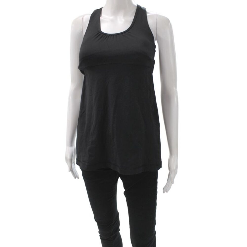 Lululemon Women Black Colorblock Scoop Neck Jersey Tank Size 6